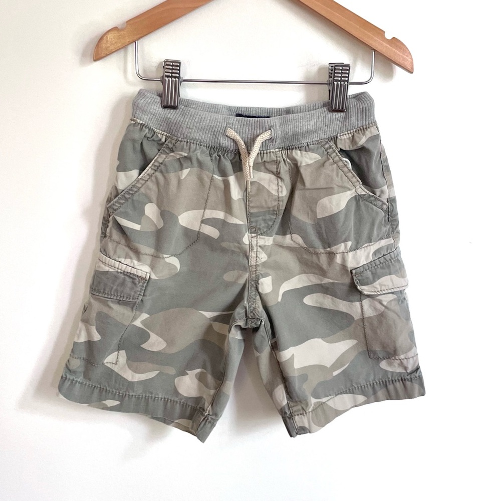 $5 💥Like New Oshkosh Cargo Camo Pull-On Shorts, Khaki & Gray, Ribbed Waist